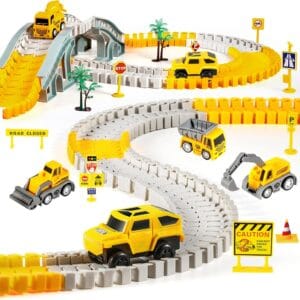 kizplays 260 pcs construction race tracks for kids toys